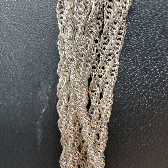 New Multi-Strand Chain Choker Layered Necklace Silver Tone Minimalist Classic - Picture 3 of 5